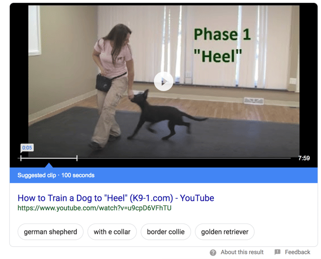 Featured Snippet Example: Video Snippet